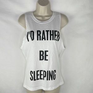 White Tank Style Top Black Lettering NWT